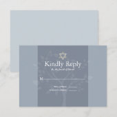 RSVP Bar Mitzvah Dusty Blue Tree of Life Kaartje (Voorkant / Achterkant)