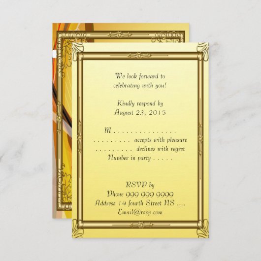 RSVP Bar Mitzvah Invitation Gold 2 Kaart (Voorkant / Achterkant)