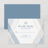 RSVP Bar Mitzvah Modern Geometric Blue Gray Kaartje (Voorkant / Achterkant)