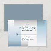 RSVP Bar Mitzvah Modern Silver Blue Geometric Kaartje (Voorkant / Achterkant)