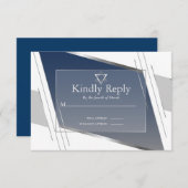RSVP Bar Mitzvah Modern Silver Slate Blue (Voorkant / Achterkant)