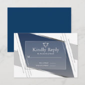 RSVP Bar Mitzvah Modern Silver Slate Blue Kaartje (Voorkant / Achterkant)
