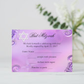 RSVP Bat Mitzvah Meisje  Paarse Roze Bloemen (Staand voorkant)