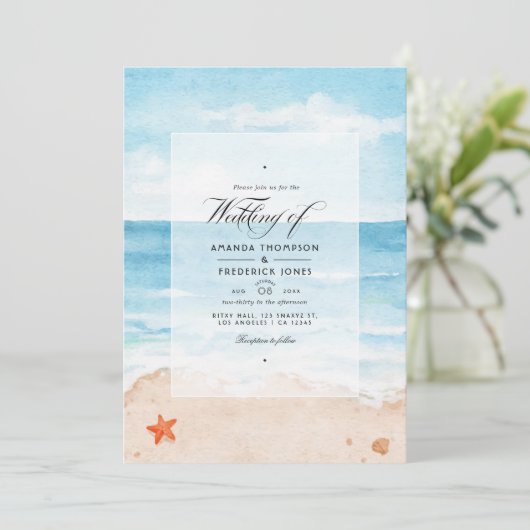 RSVP Beach Weddenschap waterverf Summer QR Code RS Kaart (Staand voorkant)