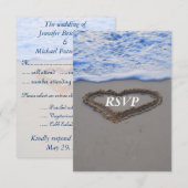 RSVP Beach Wedding Heart in Sand (Voorkant / Achterkant)