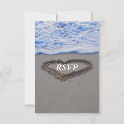 RSVP Beach Wedding Heart in Sand Kaartje (Voorkant)