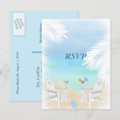 RSVP Beach Wedding Uitnodiging Briefkaart (Voorkant / Achterkant)