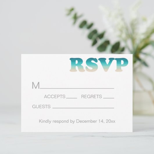 RSVP Beach Wedding Waterverf Ombre Kaartje (Staand voorkant)