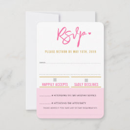 RSVP BEANTWOORD cute pretty roze witte harten goud