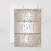 RSVP Beantwoorden Elegante Damask Cream Zilver Blo (Voorkant)