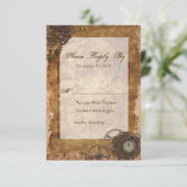 RSVP Beantwoorden Kaart Steampunk Industrial  Wood (Staand voorkant)