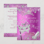 RSVP Beantwoorden Masquerade Quinceanera 15e Parti (Voorkant / Achterkant)