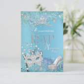 RSVP Beantwoorden Masquerade Quinceanera Blauwe Ti (Staand voorkant)