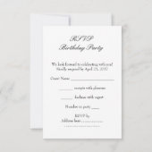 RSVP Beantwoorden Quinceanera 15 Partij Paarse Roz (Achterkant)