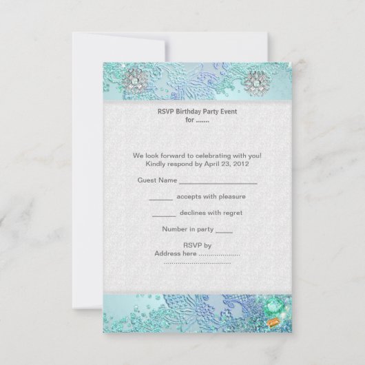 RSVP Beantwoorden Quinceanera Zachte Blauwgroen Ti (Achterkant)