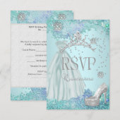 RSVP Beantwoorden Quinceanera Zachte Blauwgroen Ti (Voorkant / Achterkant)