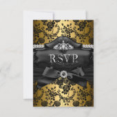 RSVP Beantwoorden  Tiara & Bow Gold Sweet 16 (Voorkant)