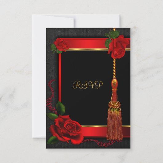 RSVP Beantwoorden Verjaardagsfeest Red Rose Gold B (Voorkant)
