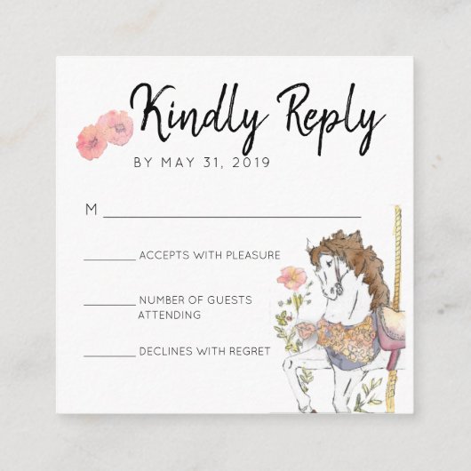 RSVP-behuizing - handgeschreven script / roze bloe Informatiekaartje (Achterkant)