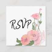 RSVP-behuizing - handgeschreven script / roze bloe Informatiekaartje (Voorkant)