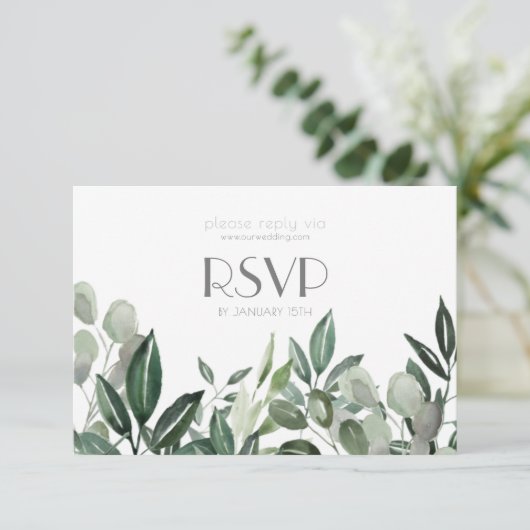 RSVP-behuizingskaart groen leed RSVP Kaartje (Staand voorkant)