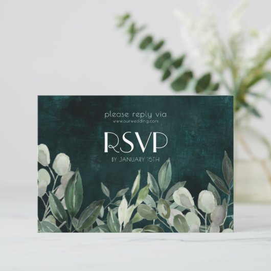 RSVP-behuizingskaart groen leed RSVP Kaartje (Staand voorkant)