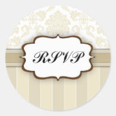RSVP - Beige Damask Stripe Sticker (Voorkant)