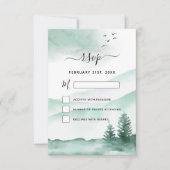 RSVP Bergachtig Woud Watercolor Modern Kaart (Voorkant)