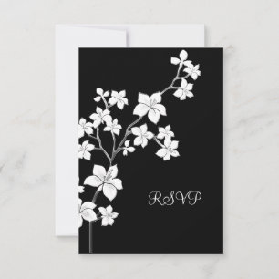 RSVP Birthday Asian Black Floral White Kaart
