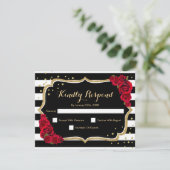 RSVP Birthday Party - Gold Black Red Card Kaart (Staand voorkant)