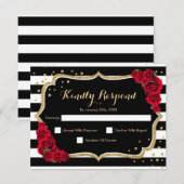RSVP Birthday Party - Gold Black Red Card Kaart (Voorkant / Achterkant)