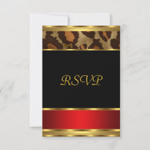 RSVP Birthday Party Gold Black Red Leopard Kaart
