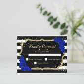 RSVP Birthday Party - Gold Black Royal Blue Card Kaart (Staand voorkant)