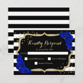 RSVP Birthday Party - Gold Black Royal Blue Card Kaart (Voorkant / Achterkant)
