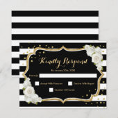 RSVP Birthday Party - Gold Black White Card Kaart (Voorkant / Achterkant)