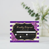 RSVP Birthday Party - Paarse Gold Black Card Kaart (Staand voorkant)