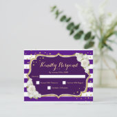 RSVP Birthday Party - Paarse Gold Card Kaart (Staand voorkant)