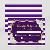 RSVP Birthday Party - Paarse Gold Card Kaart (Voorkant / Achterkant)