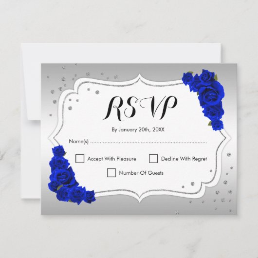 RSVP Birthday Party - Royal Blue Silver Kaart (Voorkant)