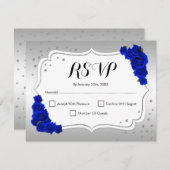 RSVP Birthday Party - Royal Blue Silver Kaart (Voorkant / Achterkant)