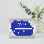 RSVP Birthday Party - Royal Blue Silver White Kaar Kaart (Staand voorkant)