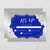 RSVP Birthday Party - Royal Blue Silver White Kaar Kaart (Voorkant / Achterkant)