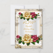 RSVP Birthday Party Rozen White Gold Red Cream Kaart