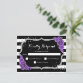 RSVP Birthday Party - Silver Black Paars Card Kaart (Staand voorkant)