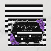 RSVP Birthday Party - Silver Black Paars Card Kaart (Voorkant / Achterkant)