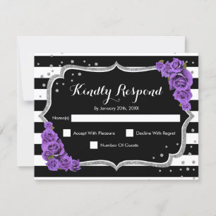 RSVP Birthday Party - Silver Black Paars Card Kaart