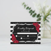 RSVP Birthday Party - Silver Black Red Card Kaart (Staand voorkant)
