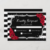 RSVP Birthday Party - Silver Black Red Card Kaart (Voorkant / Achterkant)