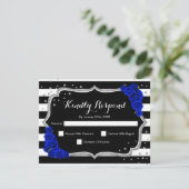 RSVP Birthday Party - Silver Black Royal Blue Card Kaart (Staand voorkant)
