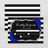 RSVP Birthday Party - Silver Black Royal Blue Card Kaart (Voorkant / Achterkant)